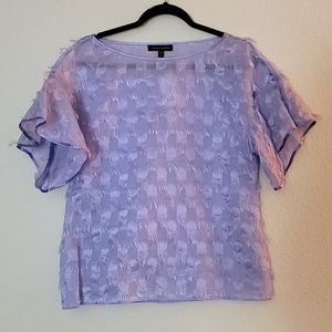 Stunning Banana Republic Lavendar Blouse Top Flutter Sleeves BoatNeck Size Small
